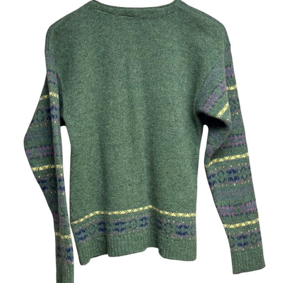 Vintage Northern Reflections Fair Isle Wool Cardigan Sweater Green Size Large - Picture 3 of 11